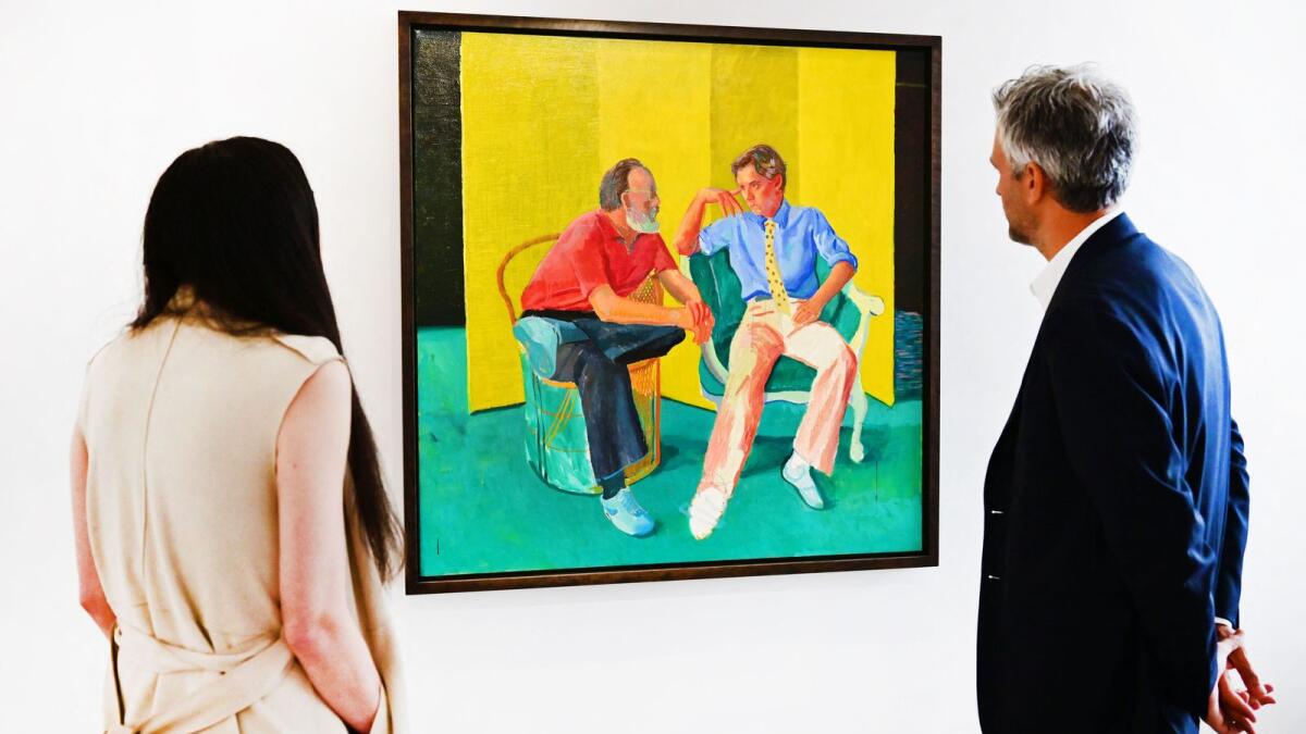 'The Conversation' by David Hockney on display at Christie's Los Angeles on October 12, 2022 during the media preview of 'Visionary: The Paul Allen Collection.'— AFP