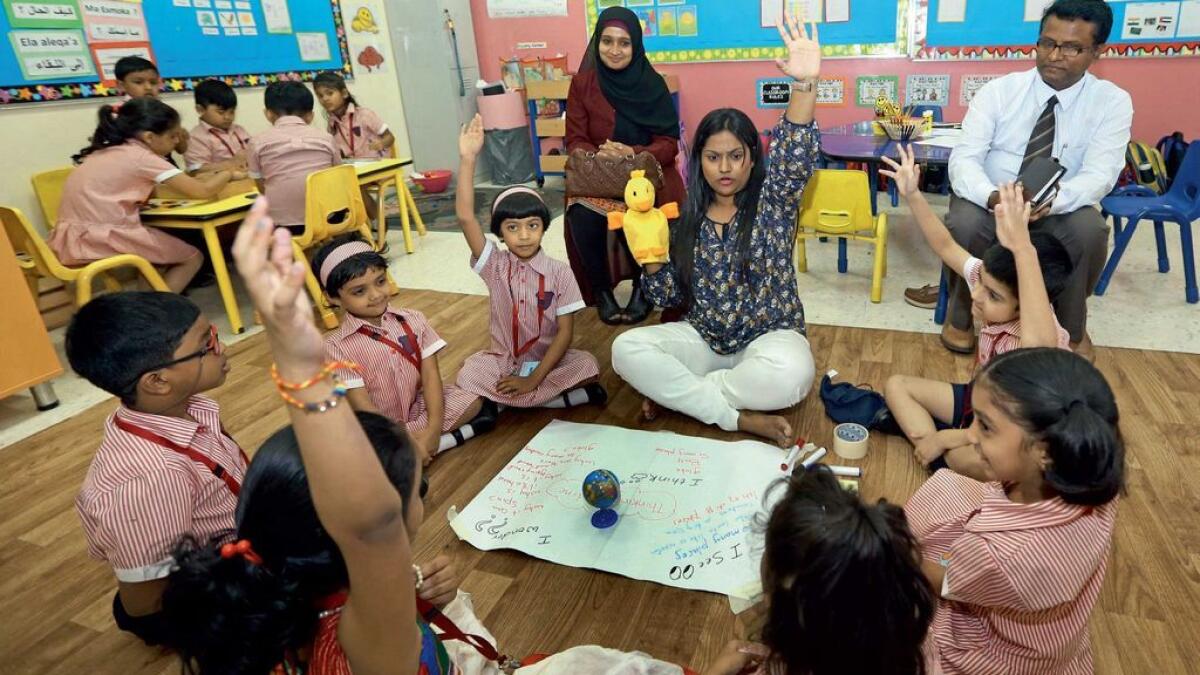 Parents being part of a classroom under the Open Doors programme at the Gems Kindergarten Starters, Dubai. 