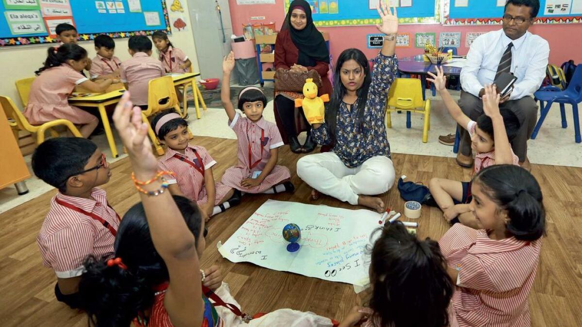 Parents being part of a classroom under the Open Doors programme at the Gems Kindergarten Starters, Dubai. 