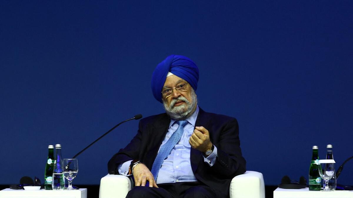 India's Minister of Petroleum and Natural Gas Hardeep Singh Puri speaks during the Abu Dhabi International Petroleum Exhibition and Conference (Adipec) in Abu Dhabi on October 31, 2022. — Reuters