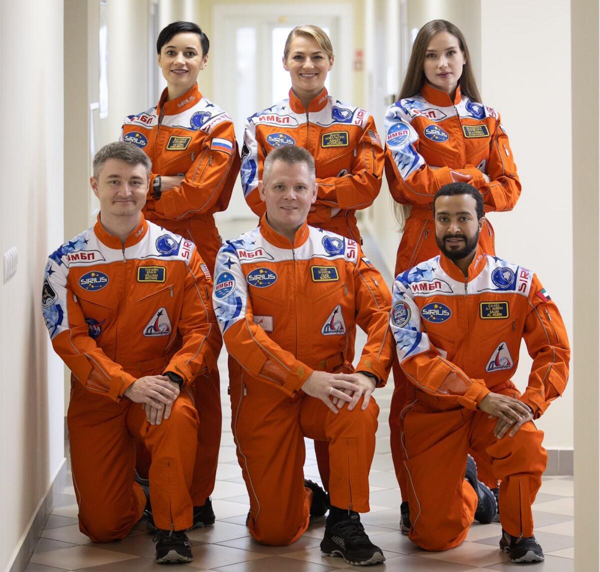 Saleh Al Ameri with 5 other astronauts onboard the analog mission. Photo: Supplied
