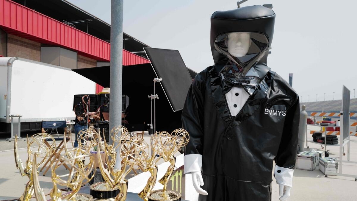 Perhaps the most on-point outfit of the night was the hazmat tuxedo, worn by those tasked with visiting some of the Emmy winners at their home to deliver their golden statuettes. Organizers said that the suit was designed in conjunction with a hazmat manufacturer, to ensure top protection for the awards couriers.