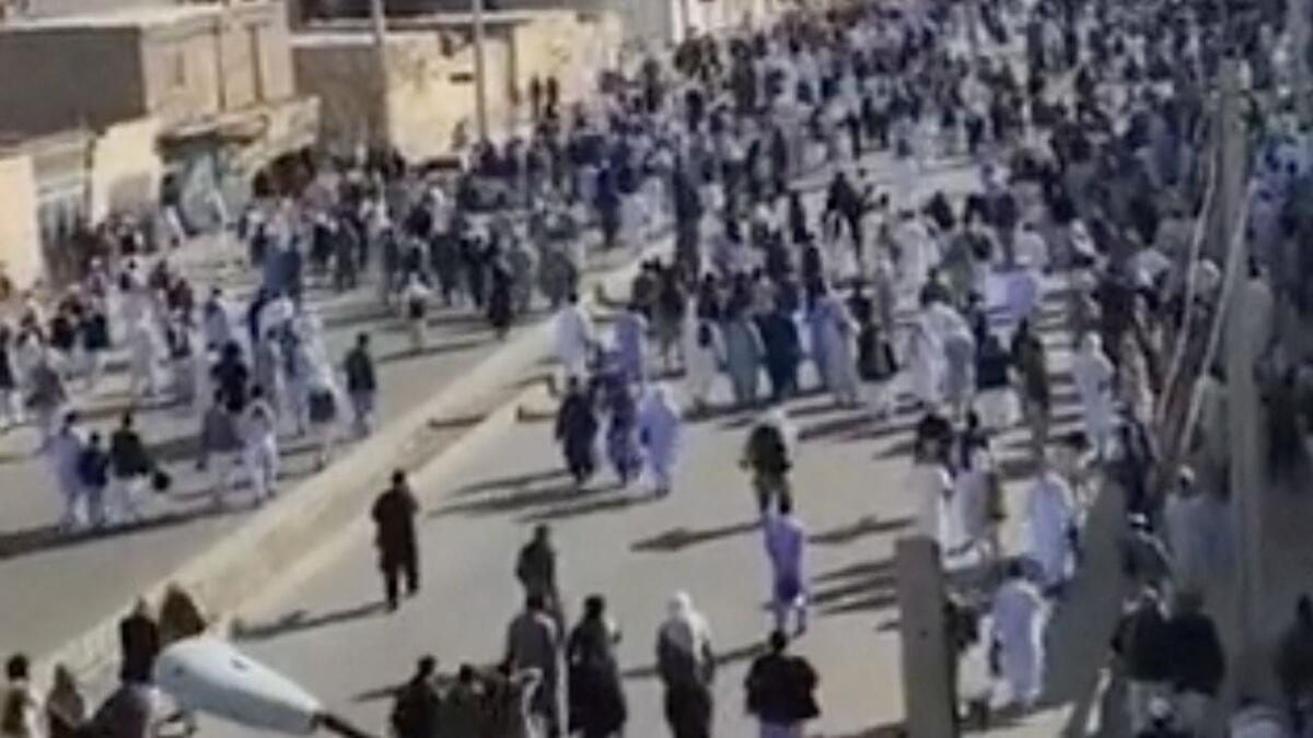 People take part in a protest in Zahedan, Iran, in this screen grab taken from a social media video released on Friday. — Reuters
