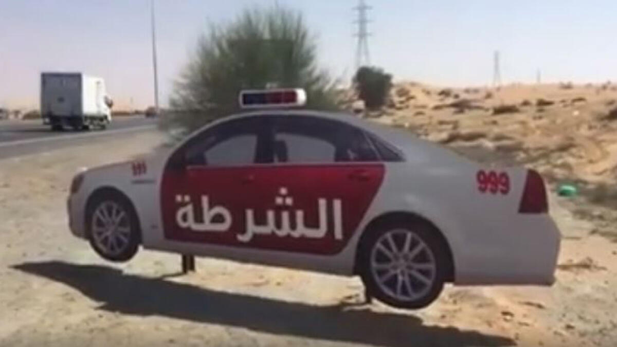 Watch: UAE police uses fake cutout car to stop over-speeding