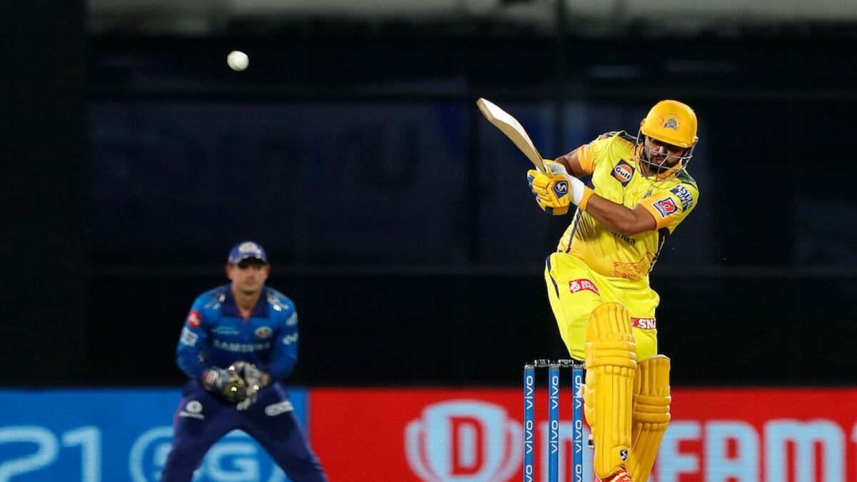 Suresh Raina of the Chennai Super Kings plays a shot against the Mumbai Indians in New Delhi on Saturday night. — BCCI/IPL