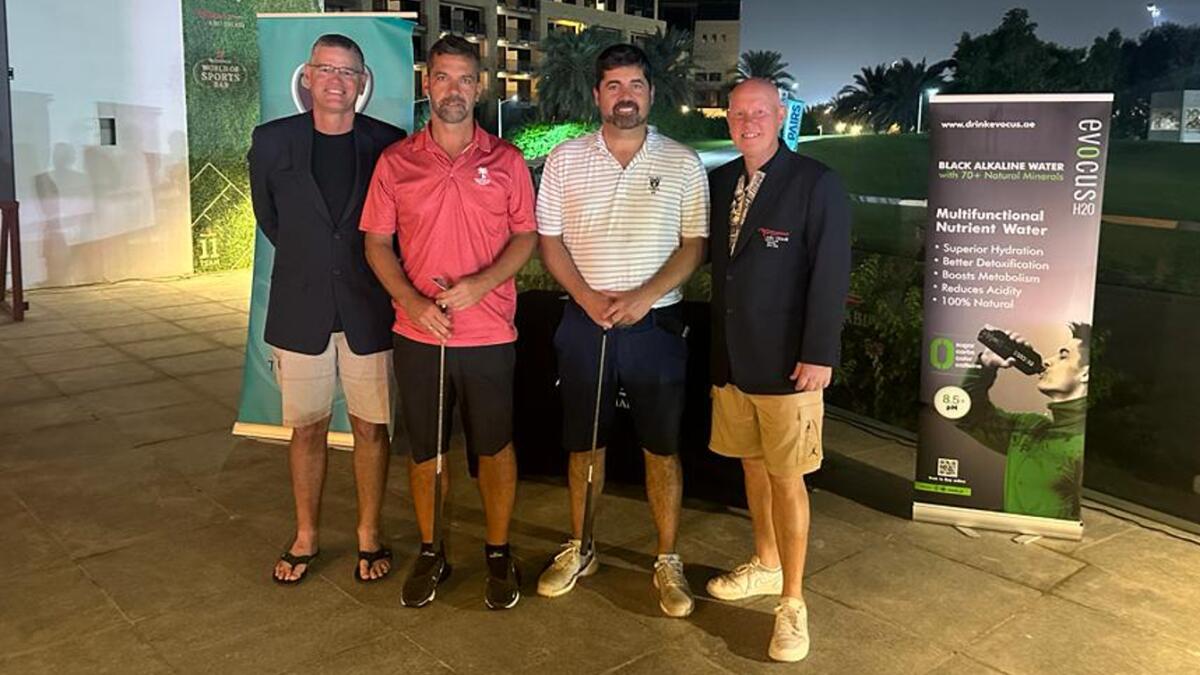 Winning Pair, the Sanjuan brothers: Jose and Jesus along with Men's Captain Chris Rossmeisl (right) and Vice-Captain Charles Parks (left) at Abu Dhabi Golf Club. - Supplied photo.