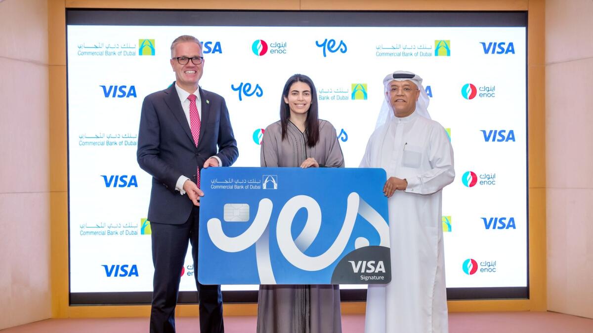 The partnership was signed by CBD chief executive Dr Bernd van Linder, Mr Zaid Alqufaidi, managing director retail at Enoc Group and Dr Saeeda Jaffar, Visa's SVP and group country manager for GCC. — Supplied photo
