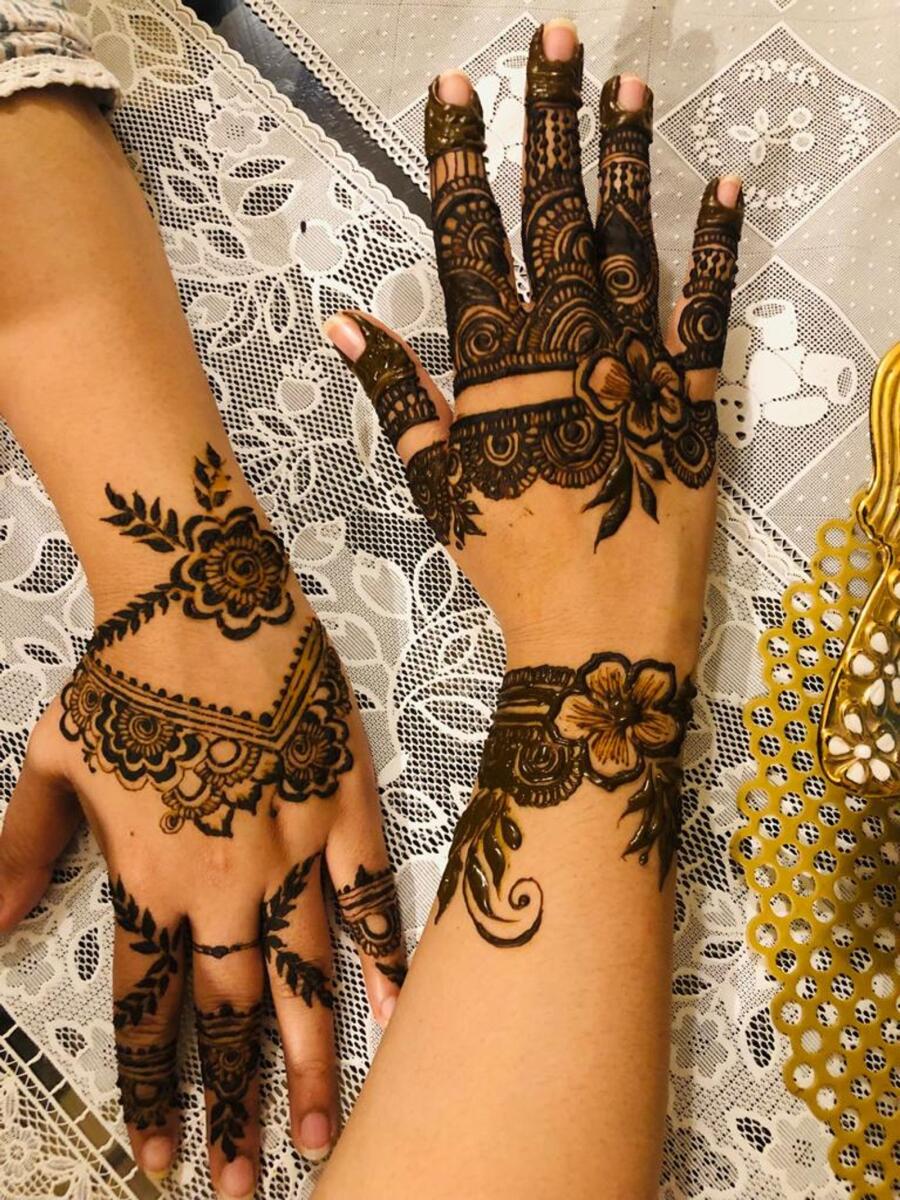Manal gets busy putting such intricate designs for her friends, family members and neighbours