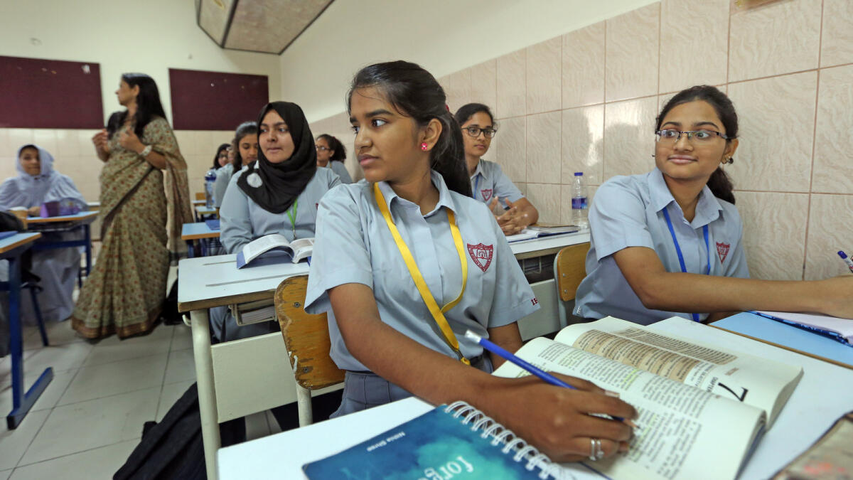 A class in session at the Indian High School, Dubai, on their first day after the summer break. Dhes Handumon/KT Photographer