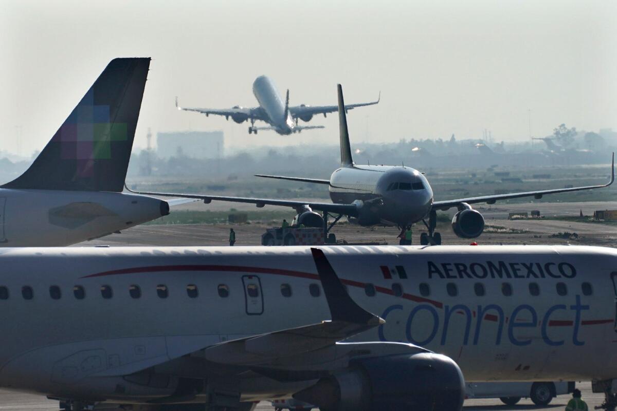 An AeroMexico plane taxis on the tarmac of the Benito Juarez International Airport in Mexico City on May 12, 2022. — AP file