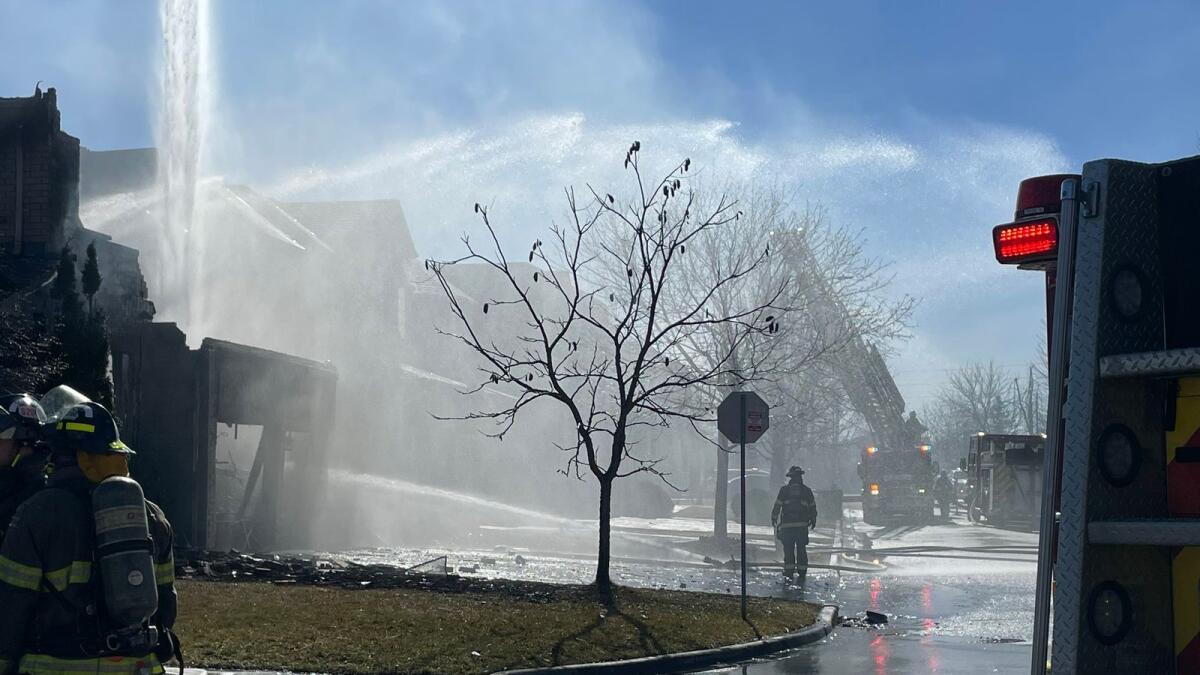 Firefighters put out residential fire at the Big Sky Way and Van Kirk Drive area of Brampton in Canada. — Courtesy: Brampton Fire and Emergency