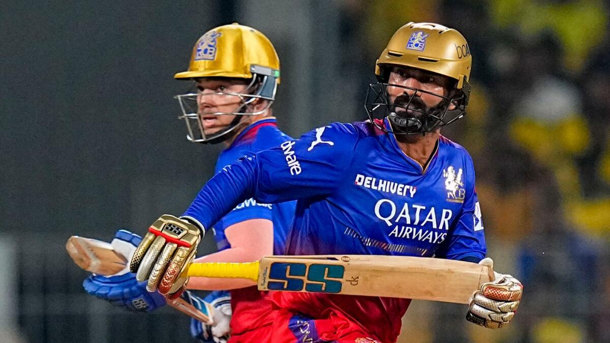 Royal Challengers Bengaluru's Dinesh Karthik and Anuj Rawat put on a strong rear-guard fightback against Chennai on Friday. - PTI