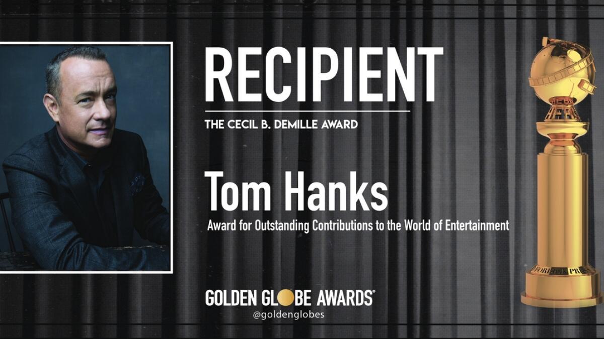 Tom Hanks honored with lifetime award at Golden Globes