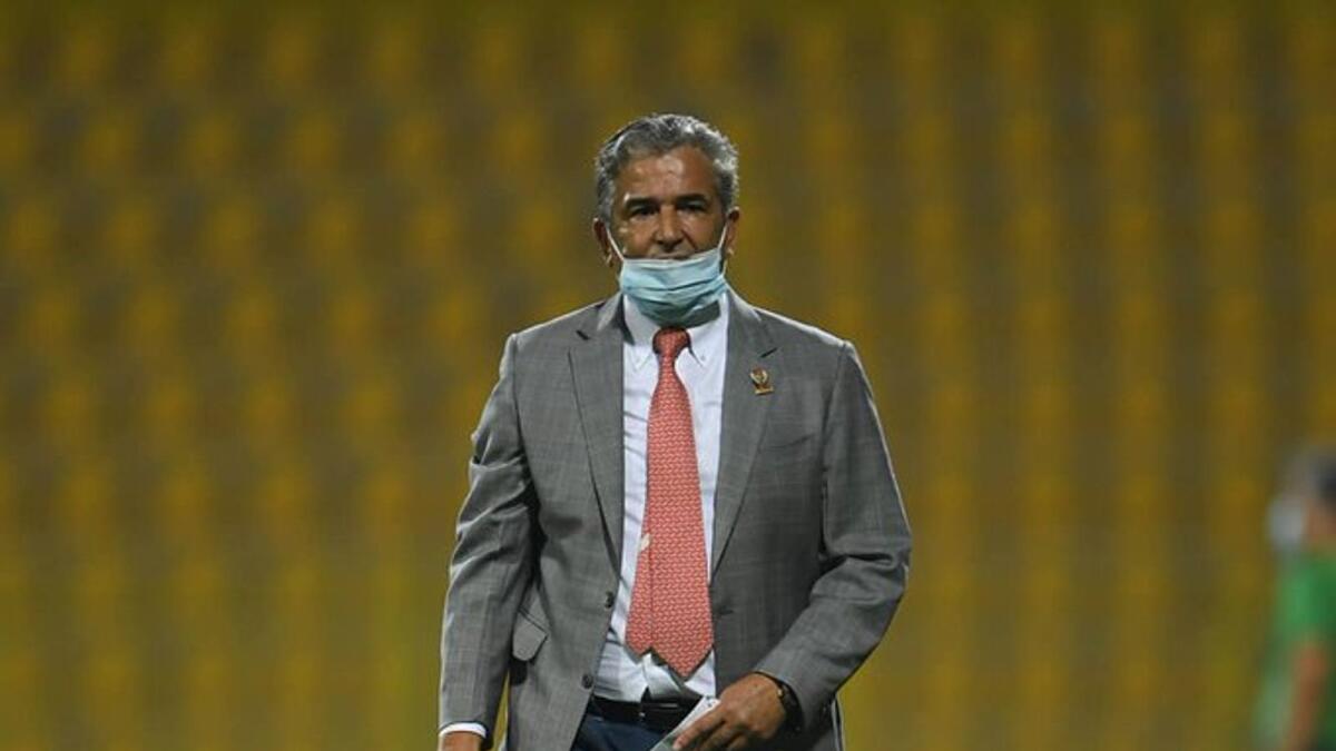 UAE coach Jorge Luis Pinto during the game against Tajikistan in Dubai on Thursday night. — UAEFA