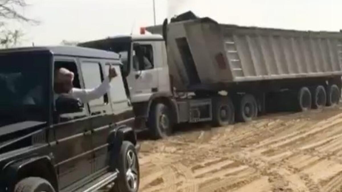 Video: Sheikh Hamdan rescues lorry stuck in Dubai desert