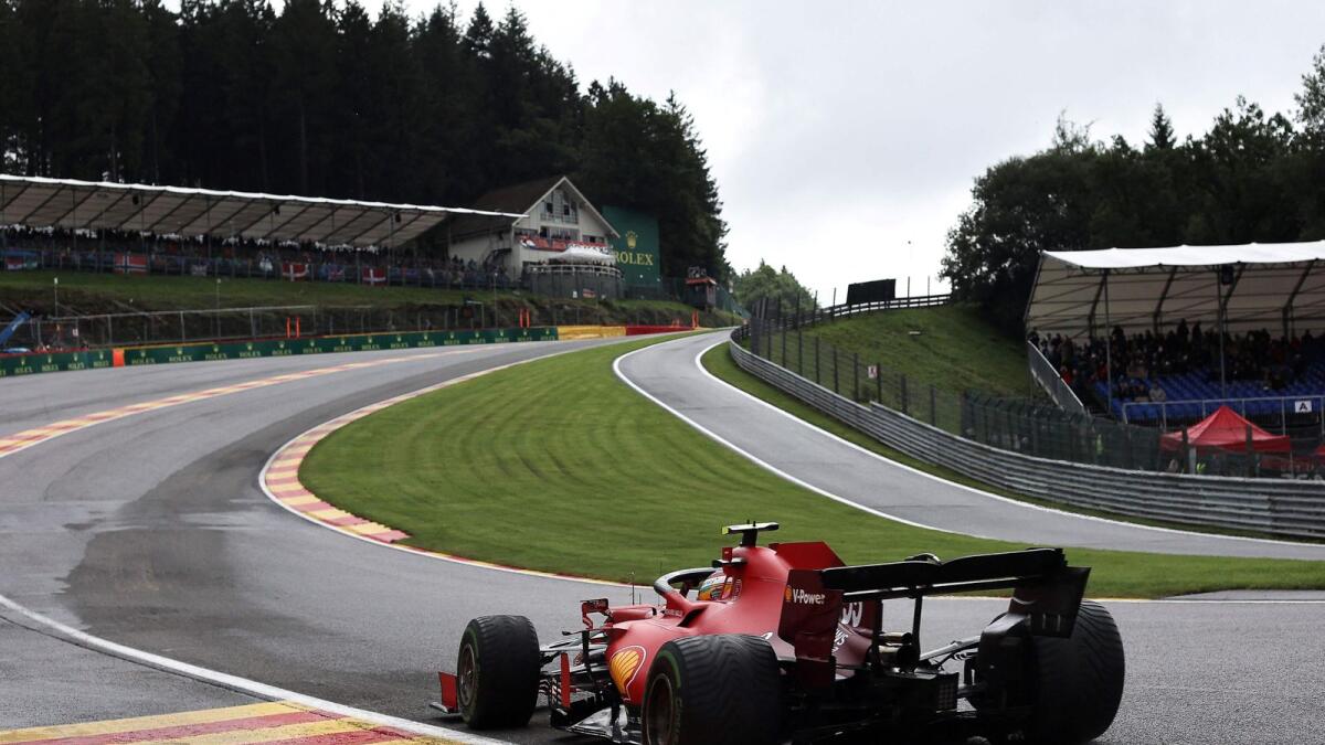 Ferrari's Spanish driver Carlos Sainz Jr drives during the third practice session of the Formula One Belgian Grand Prix at the Spa-Francorchamps circuit in Spa. — AFP