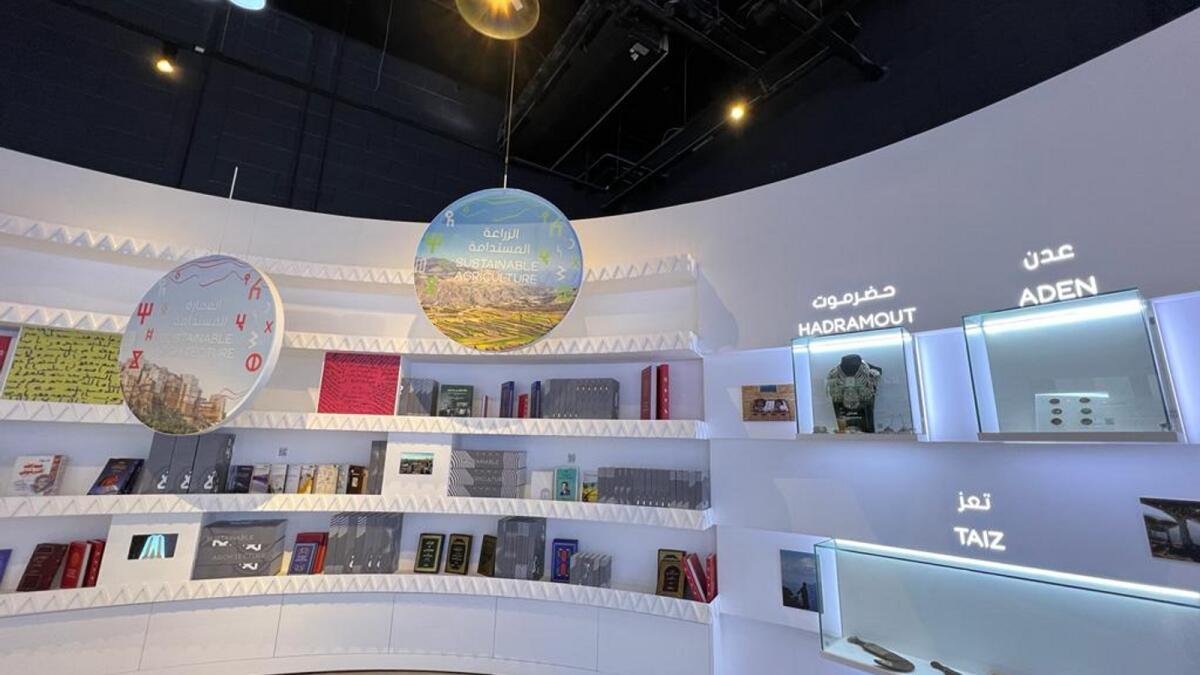 The library wall at Yemen Pavilion at Expo 2020 Dubai. Photo: Mahwash Ajaz