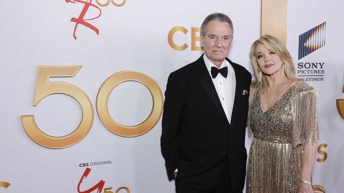 Eric Braeden and Melody Thomas Scott at the 50th Anniversary celebration for the daytime series 'The Young and The Restless' in Los Angeles