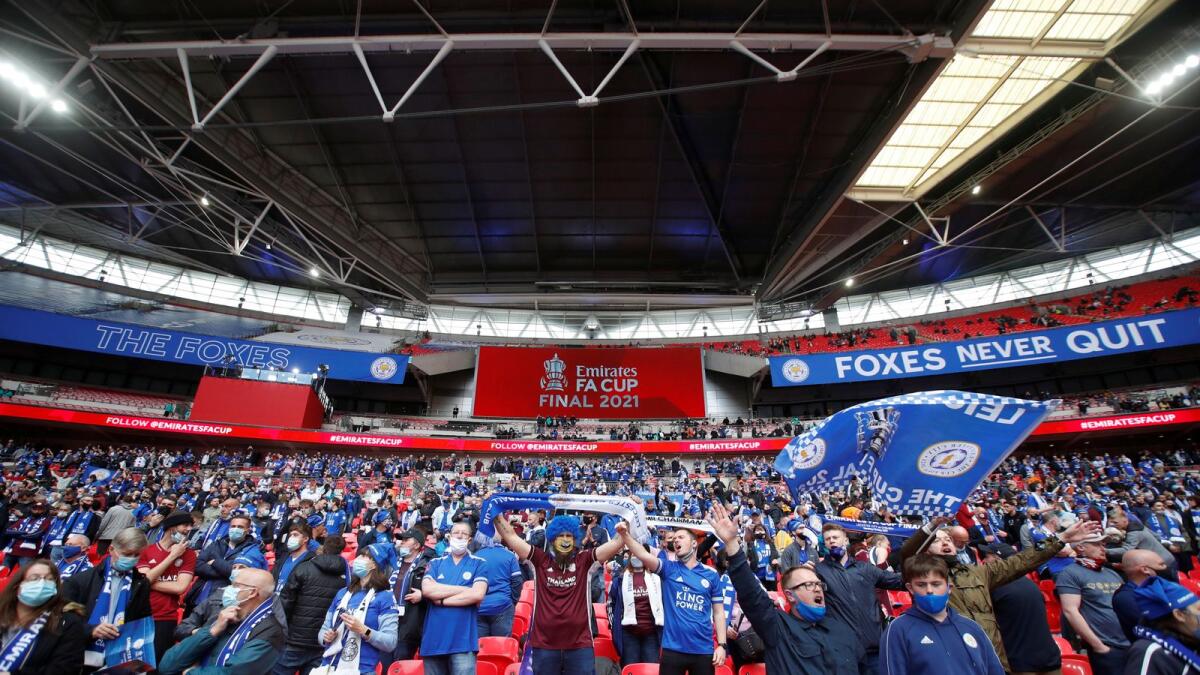 Leicester City fans inside the stadium during the FA Cup final. — Reuters