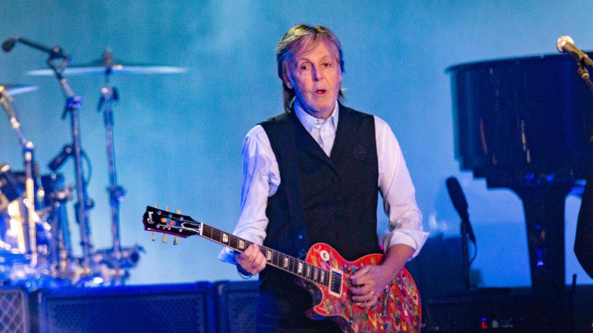 Paul McCartney performs at Glastonbury Festival in Somerset, England, on June 25, 2022. McCartney will turn 82 on June 18, 2023. — AP file