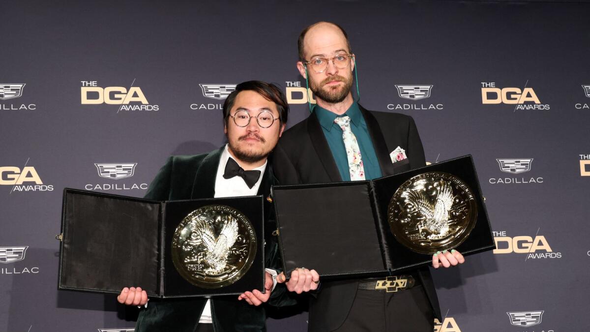 Dan Kwan and Daniel Scheinert, winners of the Outstanding Directorial Achievement in Theatrical Feature Film award for 'Everything Everywhere All at Once'