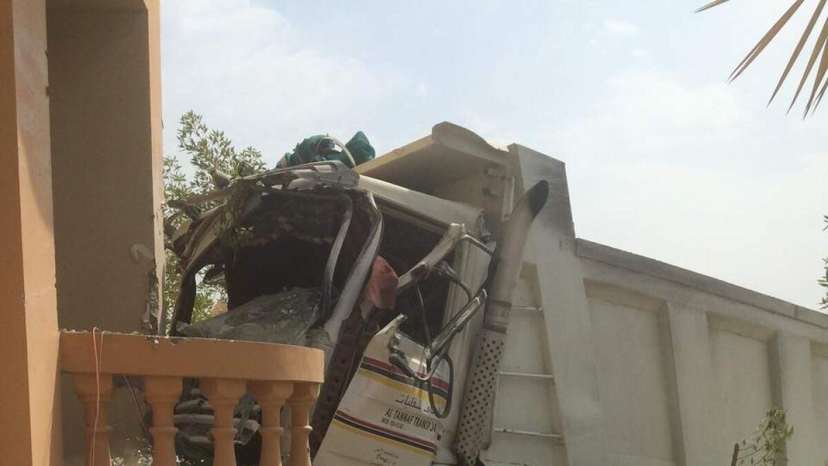 Sleep-deprived  trucker crashes  into RAK villa