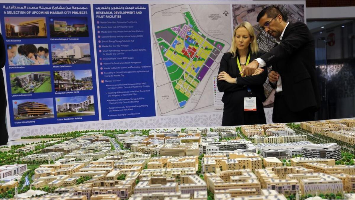 Masdar City project plan scale model displayed at the 10th CityScape Exhibition held at Adnec. The exhibition concluded on Thursday. 