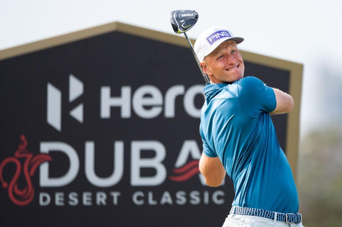Dubai-based Pole Adrian Meronk is tied for second with Rory McIlryoy with 18-holes to play at the Emirates Golf Club on Sunday. - KP Photo by Shihab