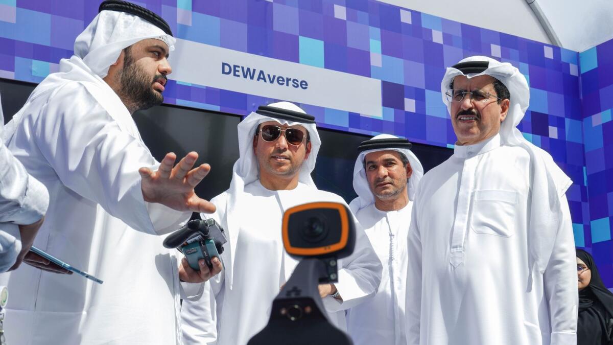 Saeed Mohammed Al Tayer is briefed at the UAE Innovates 2023 exhibition. - Supplied photo
