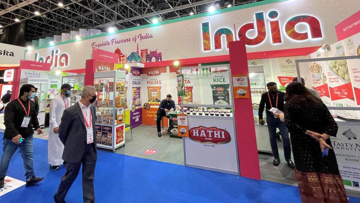 The Indian pavilion at Gulfood 2021, which is being held at the Dubai World Trade Centre - Photo by Juidin Bernarrd