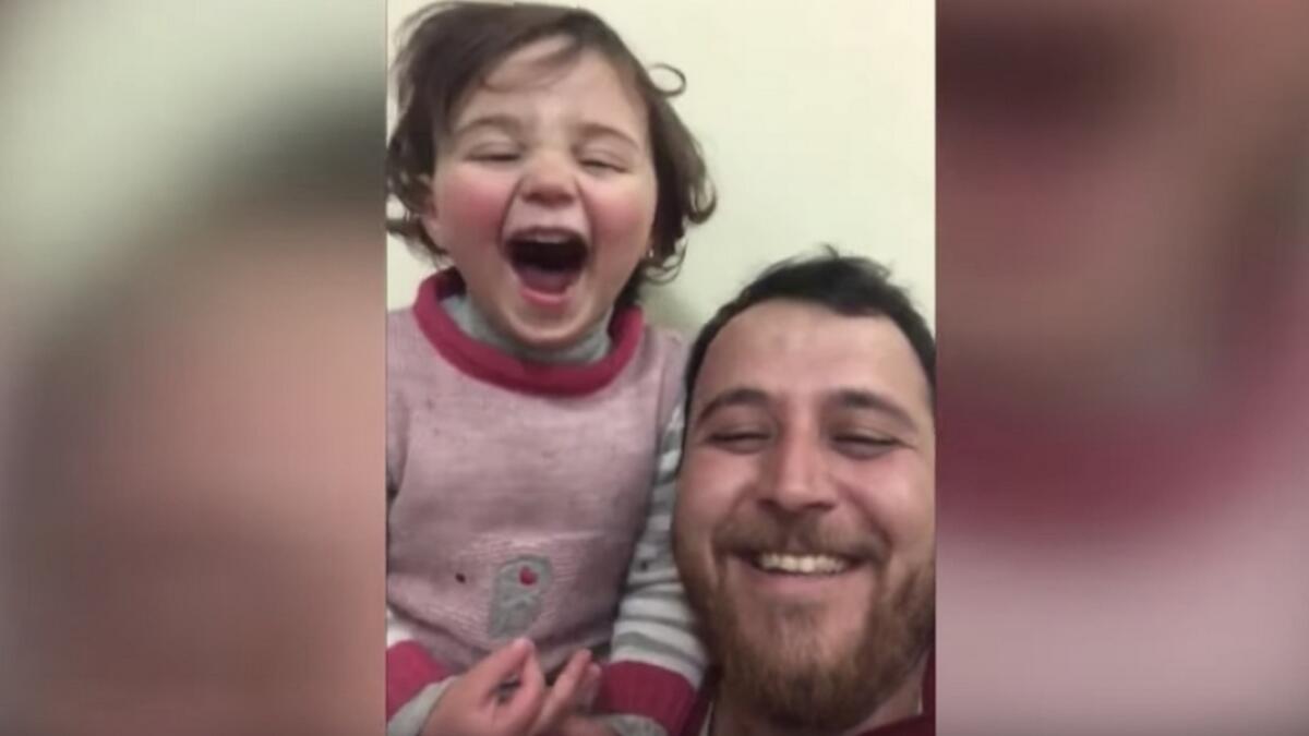 syria, father, daughter, shelling, video, idlib
