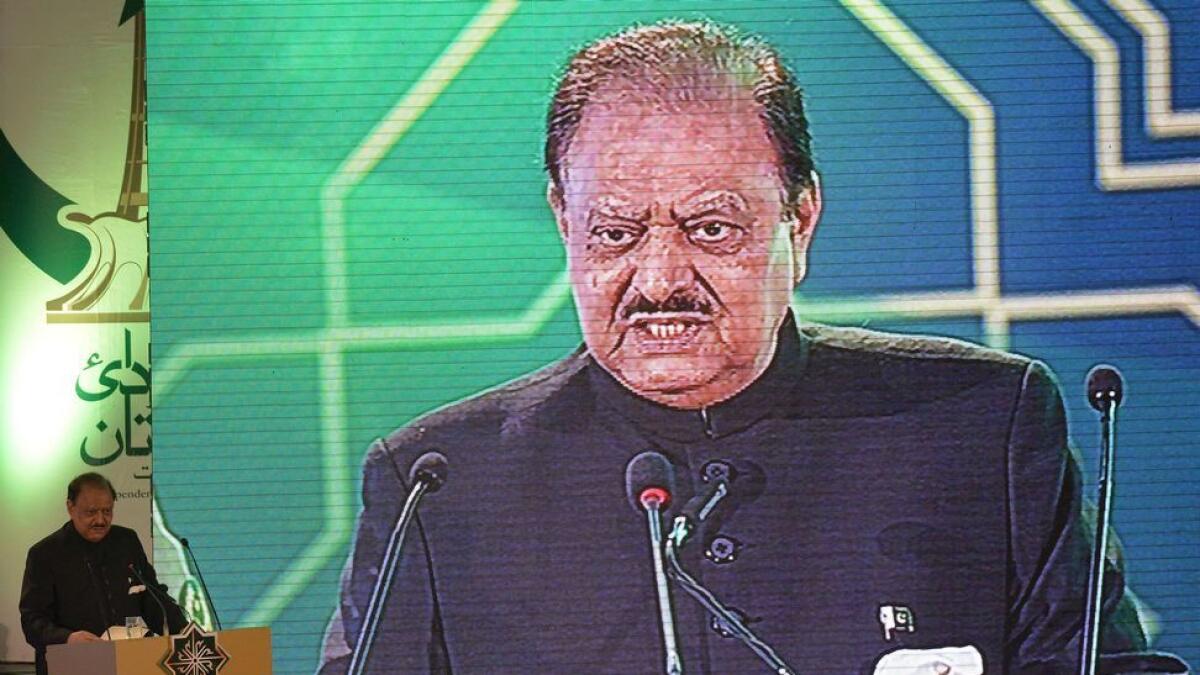 Pakistani President Mamnoon Hussain addresses a gathering during a ceremony to mark the countrys Independence Day in Islamabad on August 14, 2015.  