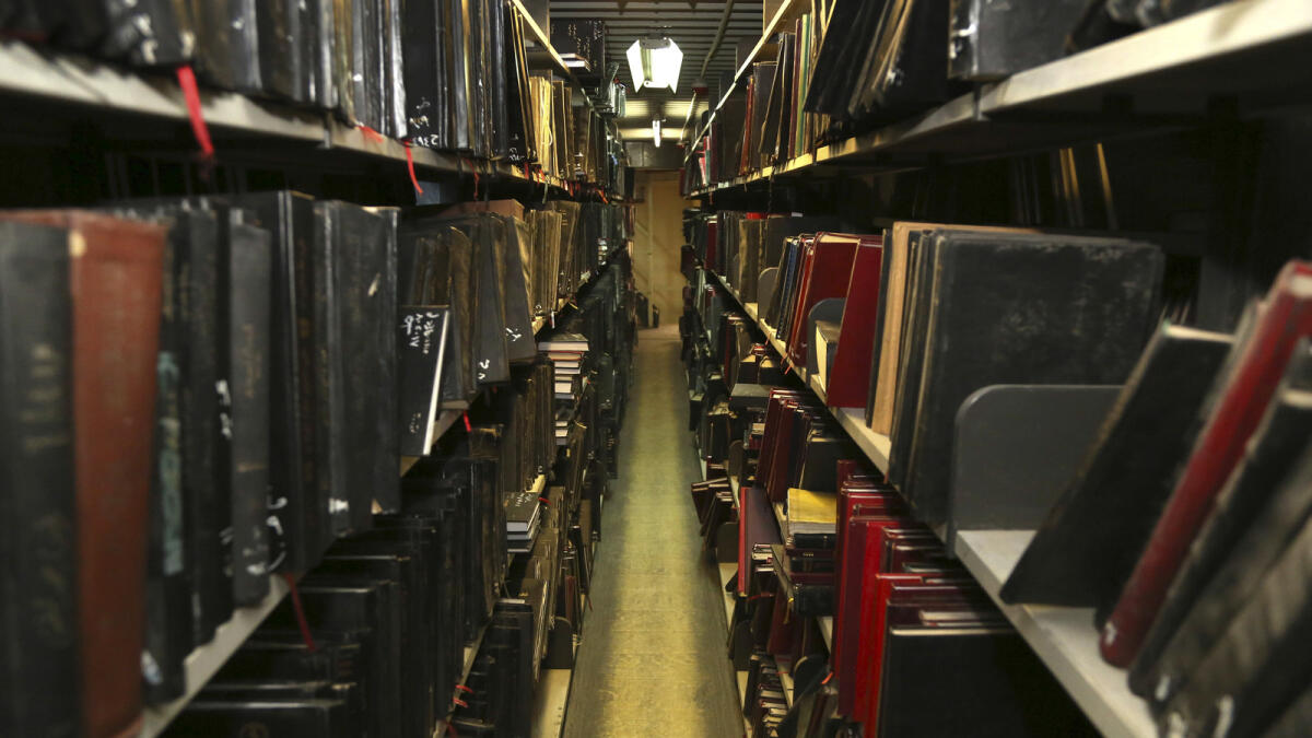 Books and documents restored and shelved at the Baghdad National Library in Iraq.