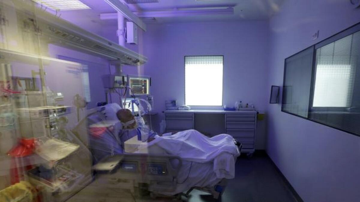 A patient suffering from the coronavirus is treated in the ICU at the Hopital Europeen hospital in Marseille, France.