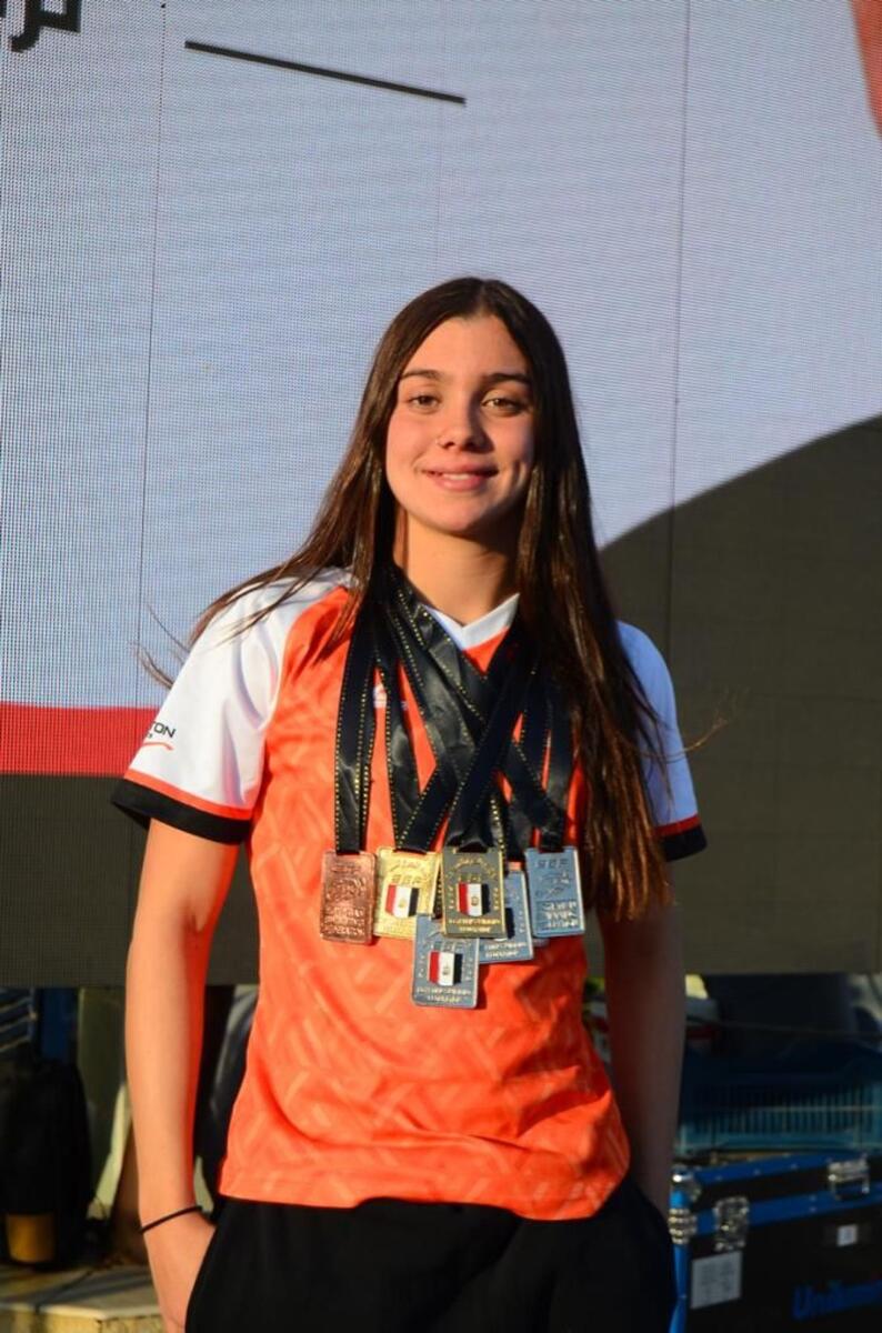 Jasmine Eissa won the 200m butterfly gold for Egypt at the African Junior Swimming Championships. — Supplied photos