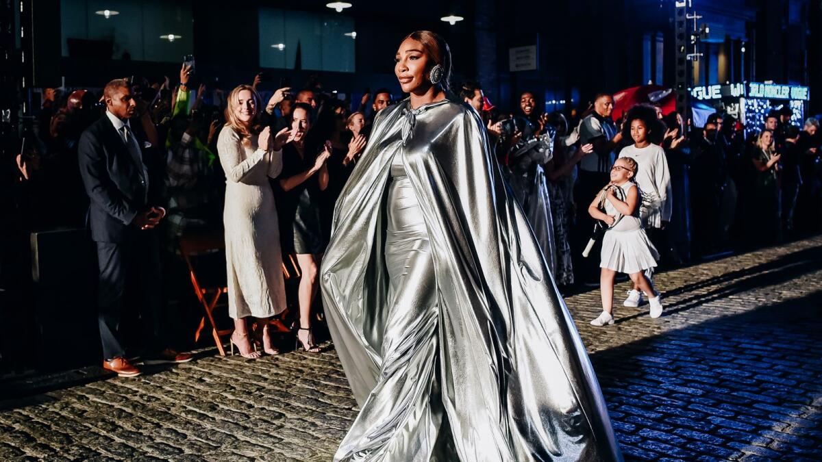 Serena Williams opens the runway show at the Vogue World event in New York on September 12, 2022. When the teams are brands and the brands are stars and the fans are consumers, everything blends into one enormous business opportunity. (Nina Westervelt/The New York Times)