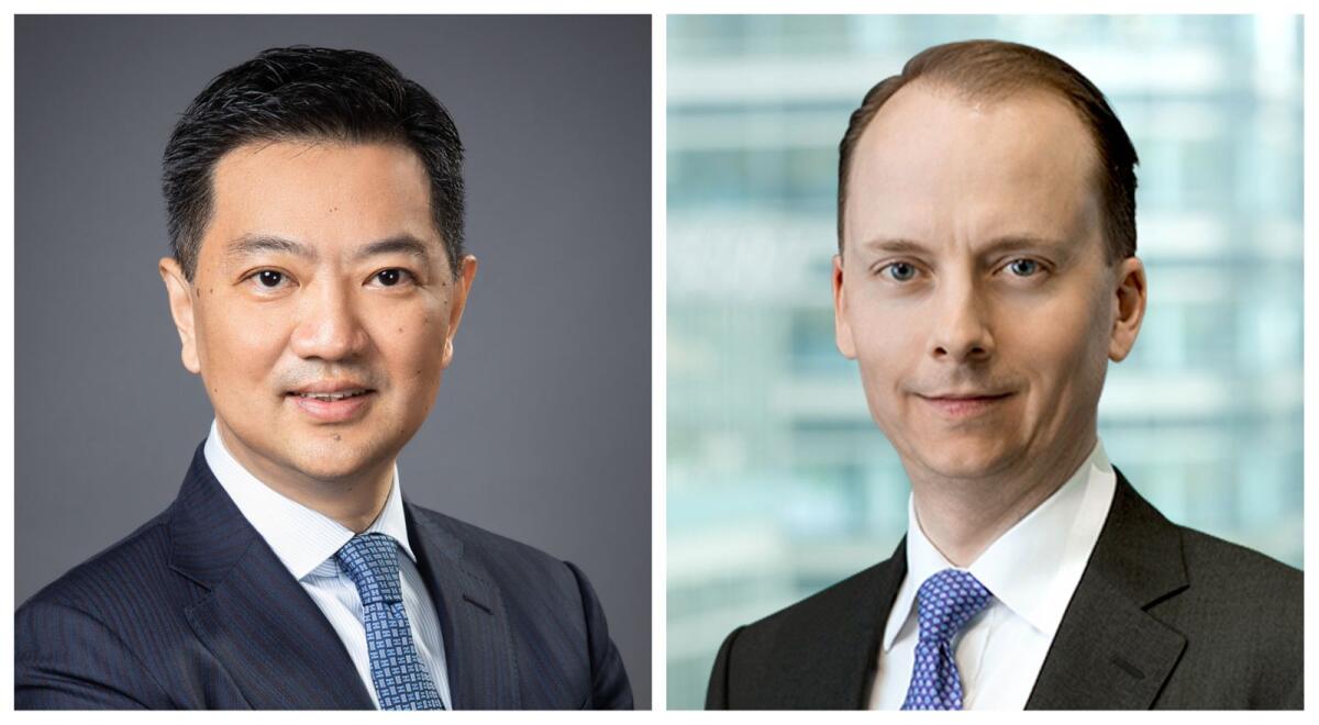Mark Wang, president and CEO of HSBC China (left) and Stephen Moss, regional chief executive for Menat at HSBC Bank Middle East. — Supplied photos
