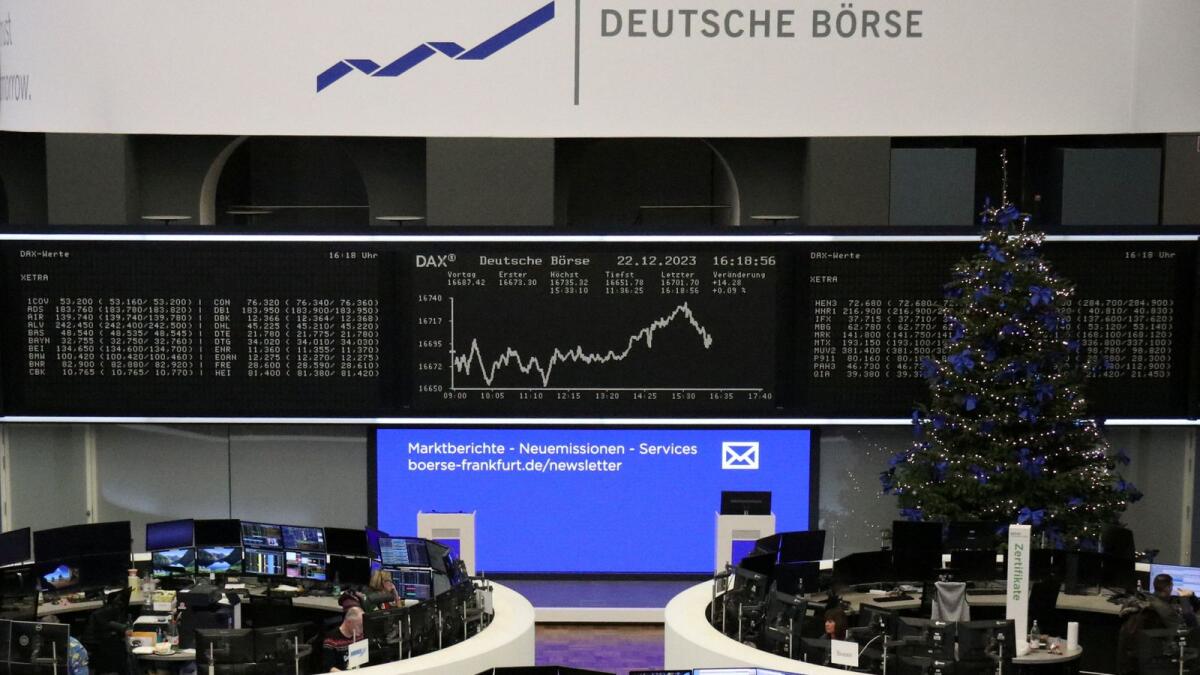 The German share price index DAX graph is pictured at the stock exchange in Frankfurt. — Reuters