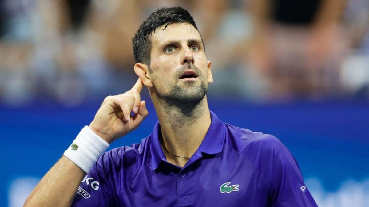 Novak Djokovic celebrates his victory over Matteo Berrettini. (ATP Twitter)