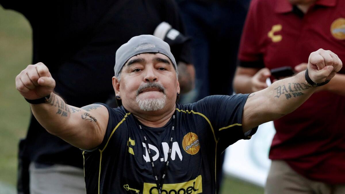 Diego Armando Maradona Maradona has been isolating at home amid coronavirus worries. — Reuters