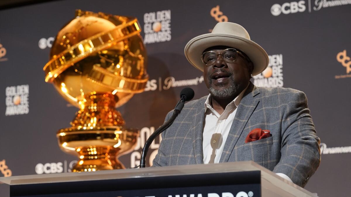 Cedric the Entertainer speaks during the nominations for the 81st Golden Globe Awards at the Beverly Hilton Hotel. — AP