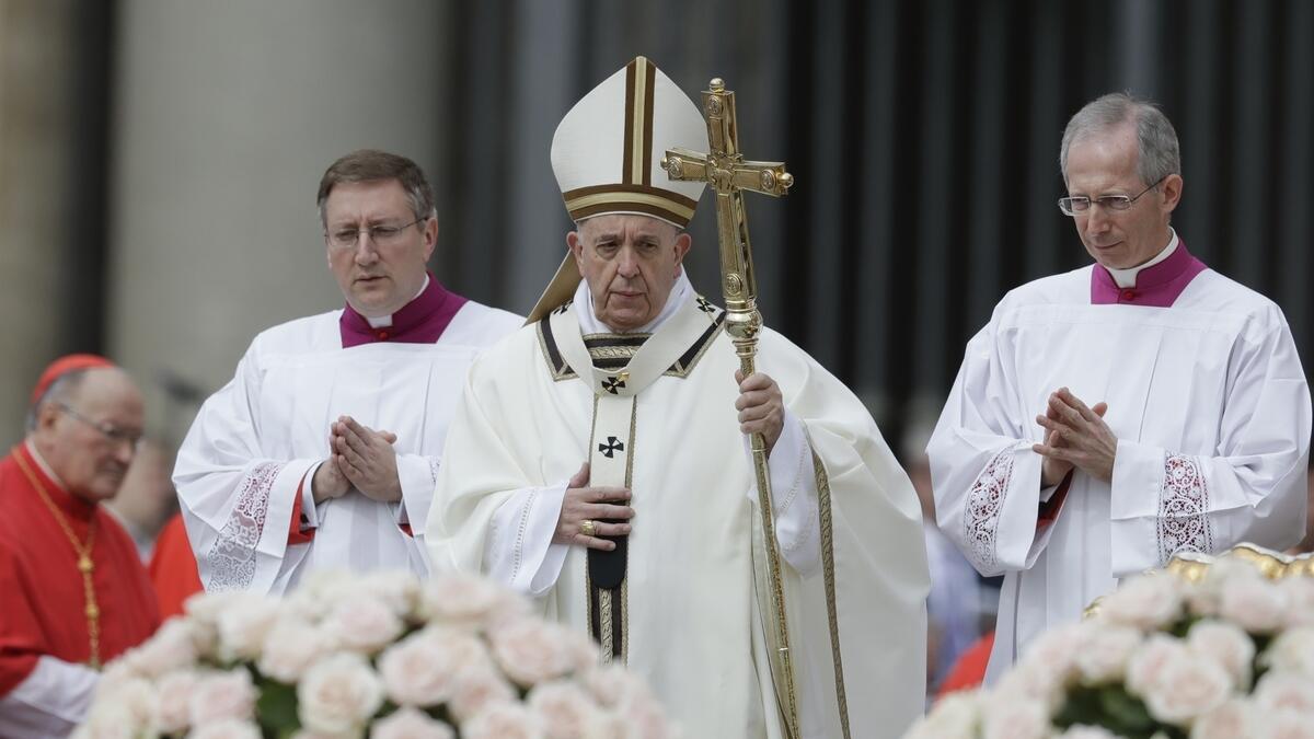 Pope Francis at the Easter Mass in St. Peters Square at the Vatican.-AP 