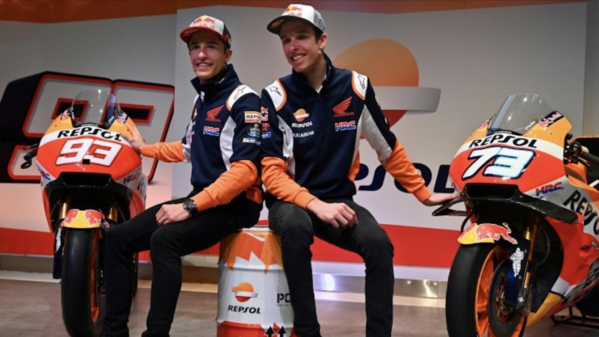 Repsol Honda MotoGP driver Marc Marquez and his brother and teammate Alex. - AFP file