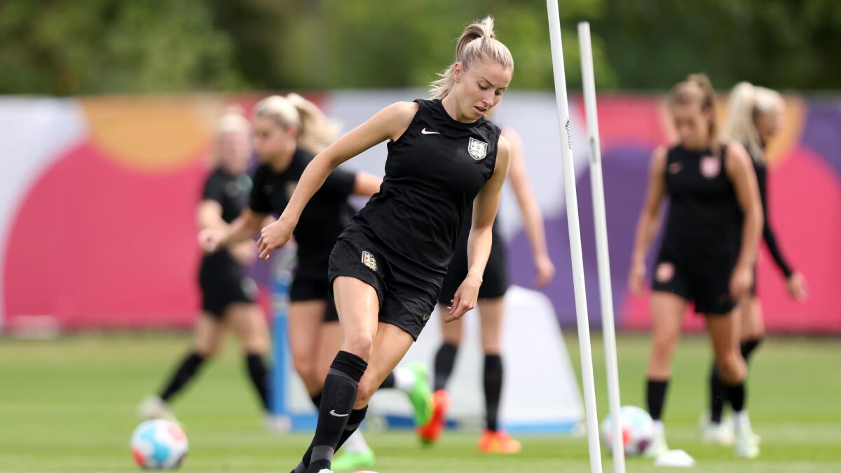 England players during a training session. — UEFA Women's Euro 2022 Twitter