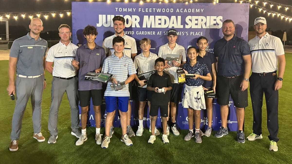 Winners and officials at the recent Tommy Fleetwood Academy Junior Medal at Jumeirah Golf Estates.. - Supplied photo
