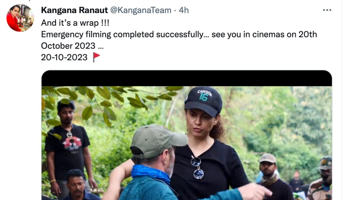 A screenshot of Kangana Ranaut's new tweets.