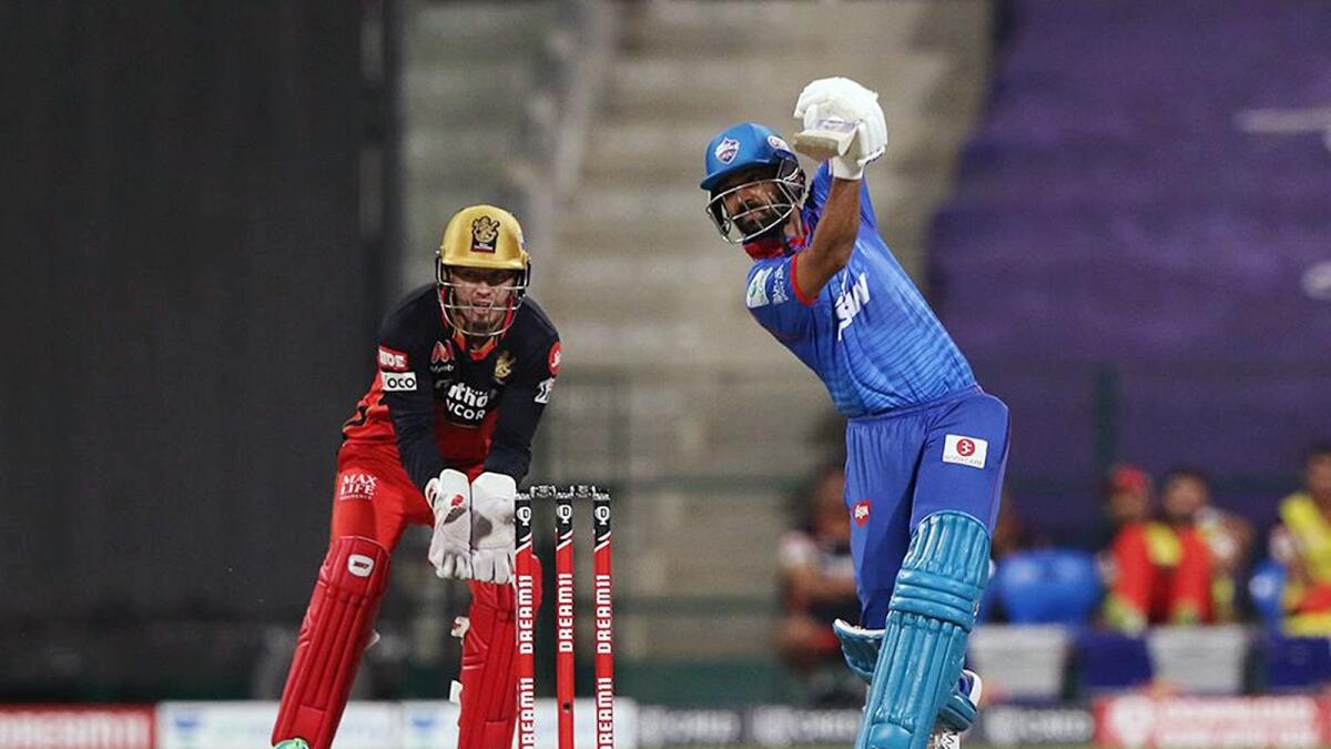 Ajinkya Rahane of Delhi Capitals plays a shot during an IPL match against Royal Challengers Bangalore at the Sheikh Zayed Stadium. — ANI