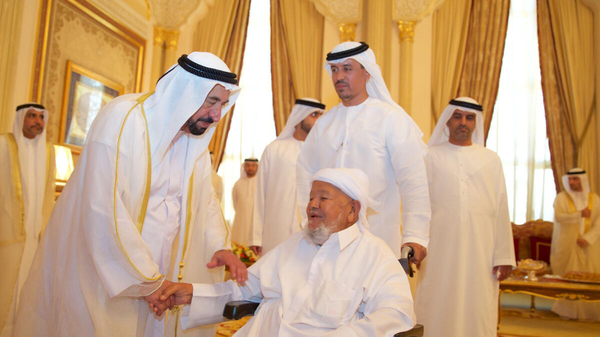 Dr Shaikh Sultan bin Mohammed receives well-wishers at Al Badee Al Amir Palace, Sharjah.