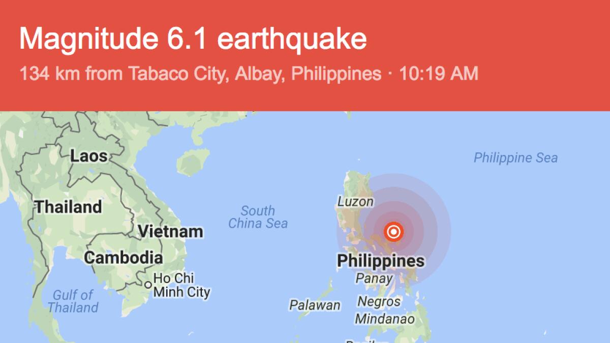 6.1 magnitude earthquake hits near Philippine island 