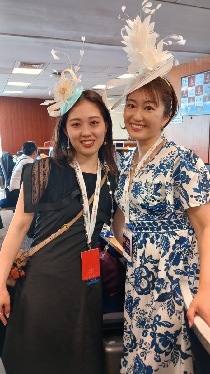 Emi Koizumi and Manami Mizuno from Japan at the Dubai World Cup. — Photos by Leslie Wilson Jr